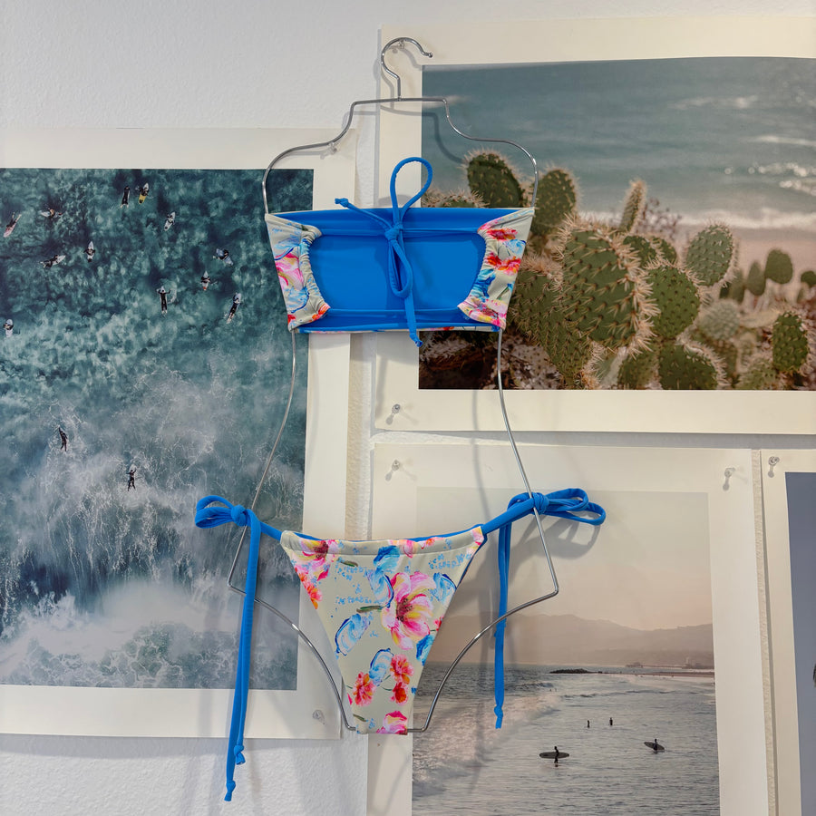 Sadye Top in Floral Shell and Cobalt Blue