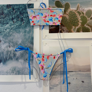 Sadye Top in Floral Shell and Cobalt Blue