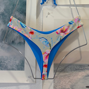 Leo Thong Bottom in Floral Shell with Cobalt Blue