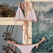 Rose Top in Shimmer Baby Pink and White Eyelet