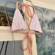 Rose Top in Shimmer Baby Pink and White Eyelet